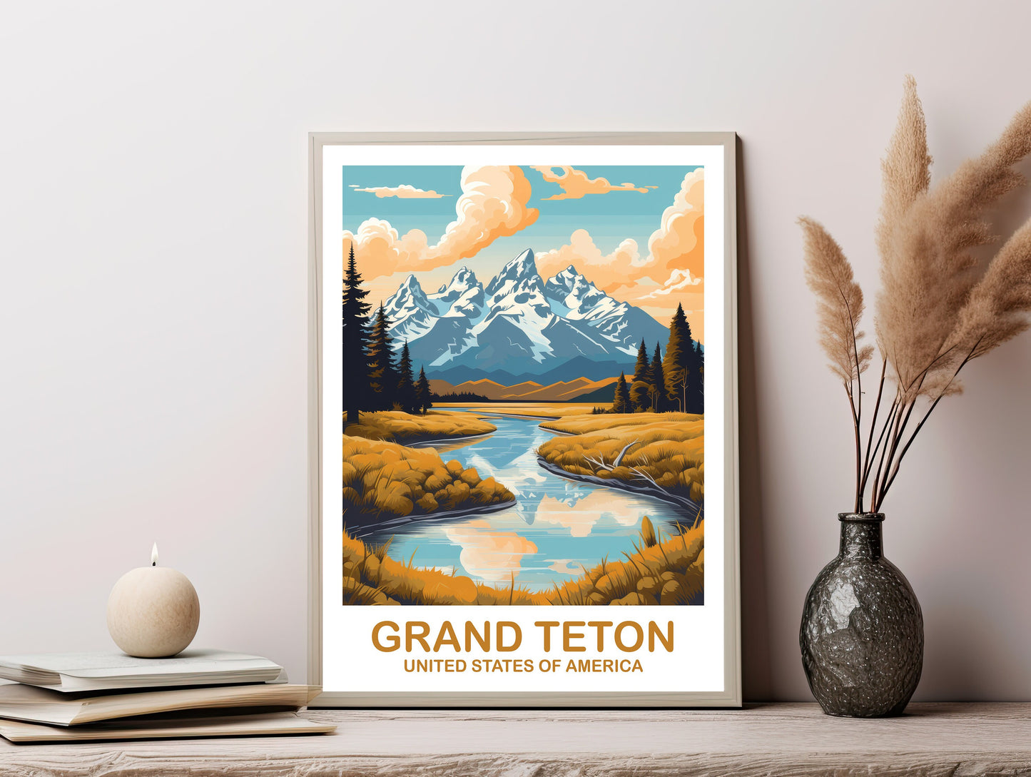 Grand Teton National Park Travel Print, Travel Wall Art, National Park Wall Art, Printable Grand Teton National Park Art | DT2NA_WYGT1