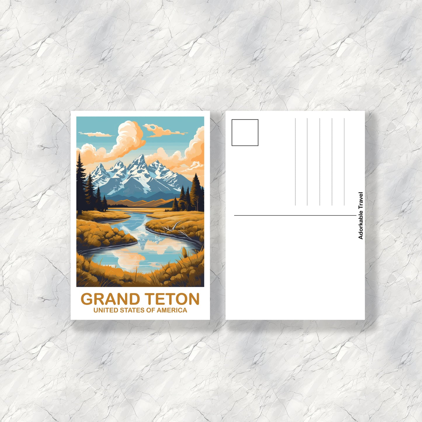 Grand Teton Travel Postcard, Wyoming Travel Postcard, National Park Postcard, Grand Teton National Park Travel Postcard | T2NA_WYGT1_P