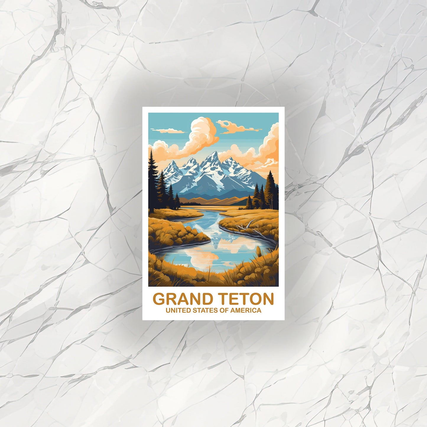 Grand Teton Travel Sticker, Wyoming Travel Sticker, National Park Sticker, Grand Teton National Park Travel Sticker | T2NA_WYGT1_S
