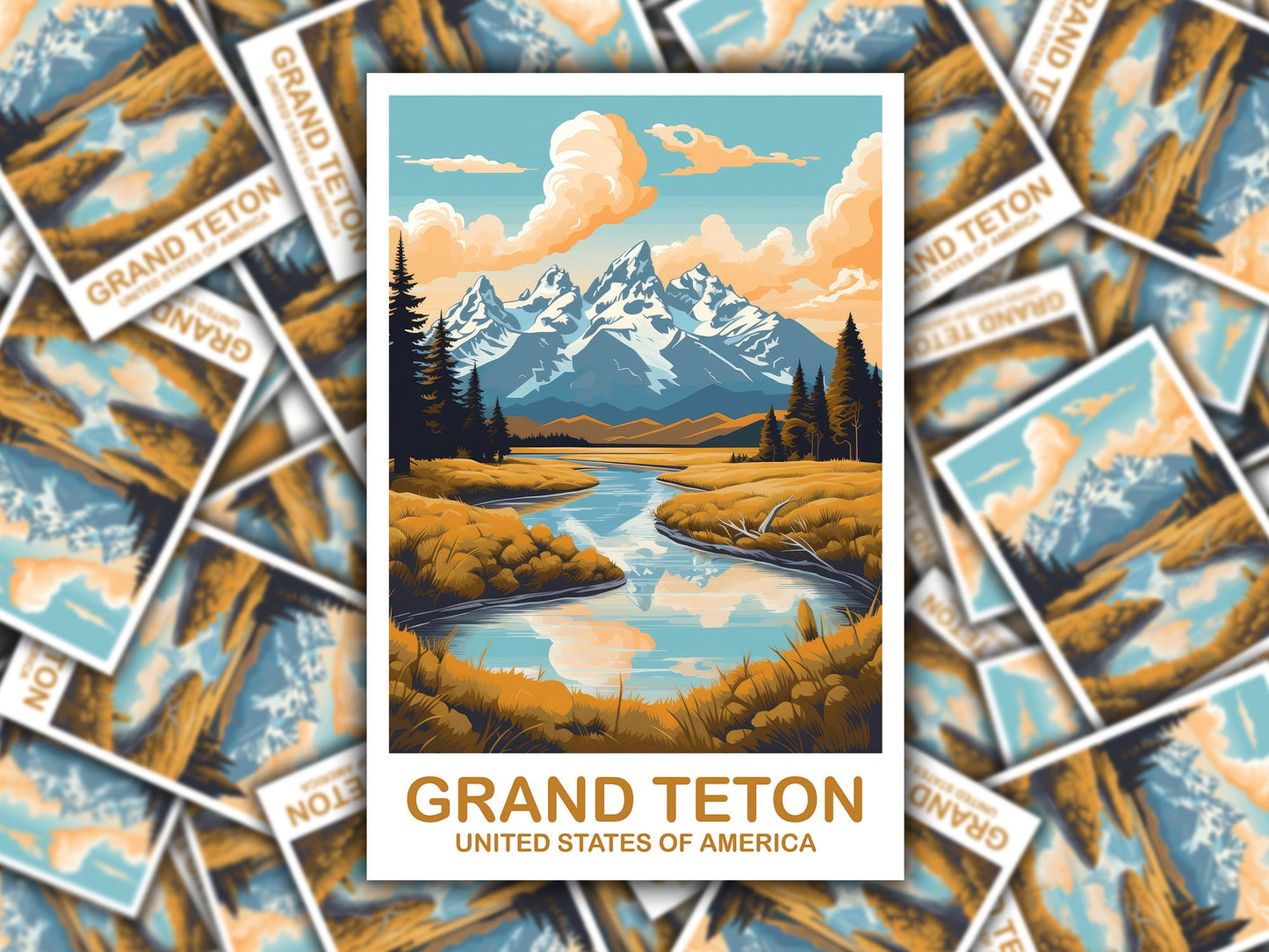 Grand Teton Travel Sticker, Wyoming Travel Sticker, National Park Sticker, Grand Teton National Park Travel Sticker | T2NA_WYGT1_S