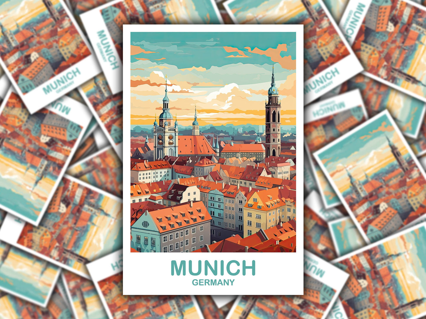 Munich Germany Travel Sticker, Munich Art, Germany Sticker Art, Munich Travel Sticker Art, Travel Sticker, Travel Art | T2EU_GEMU1_S