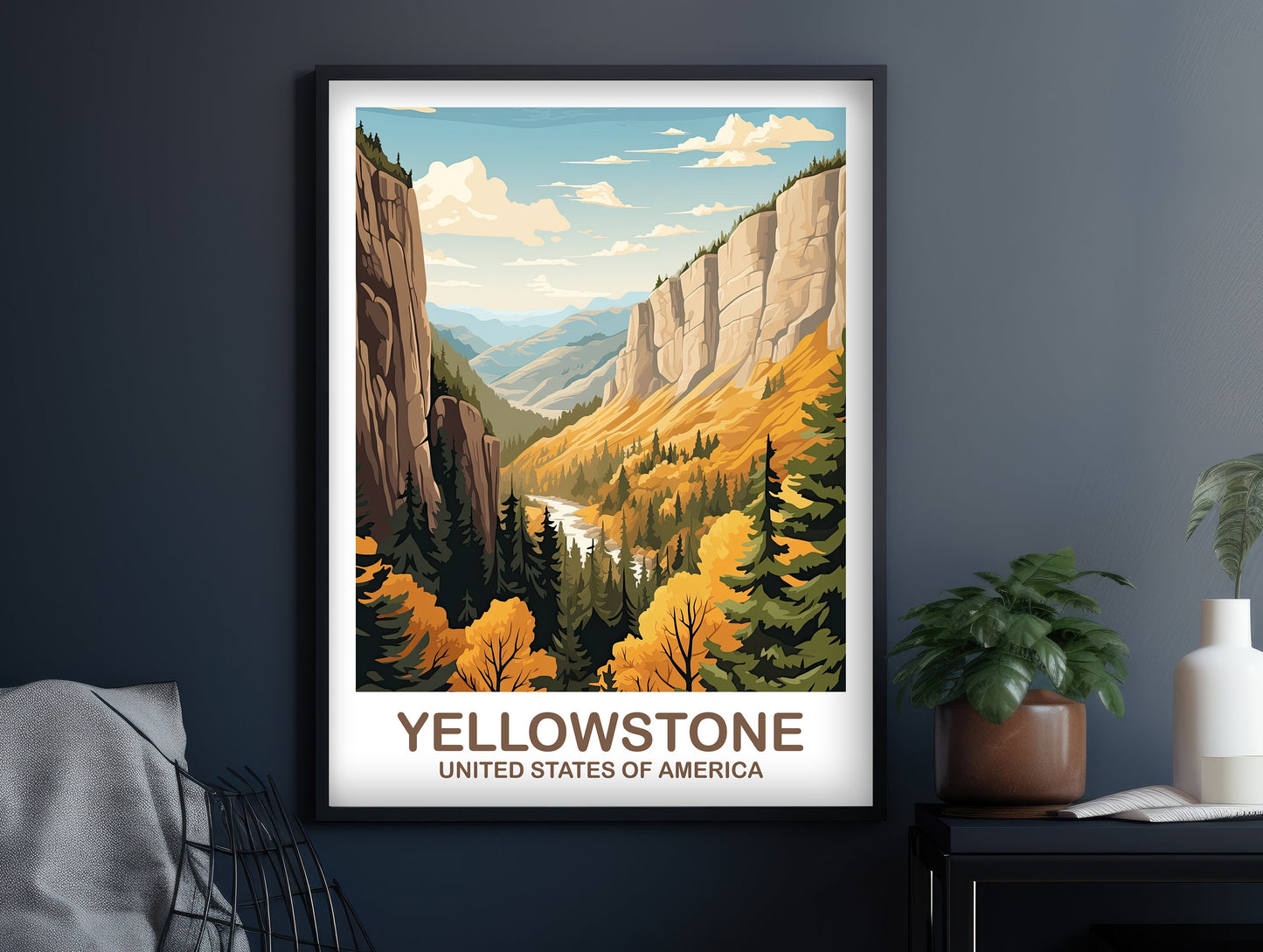 Yellowstone Park Travel Print, Travel Wall Art, National Park Poster, Yellowstone National Park Travel Art, Travel Print | T2NA_WYYNP1