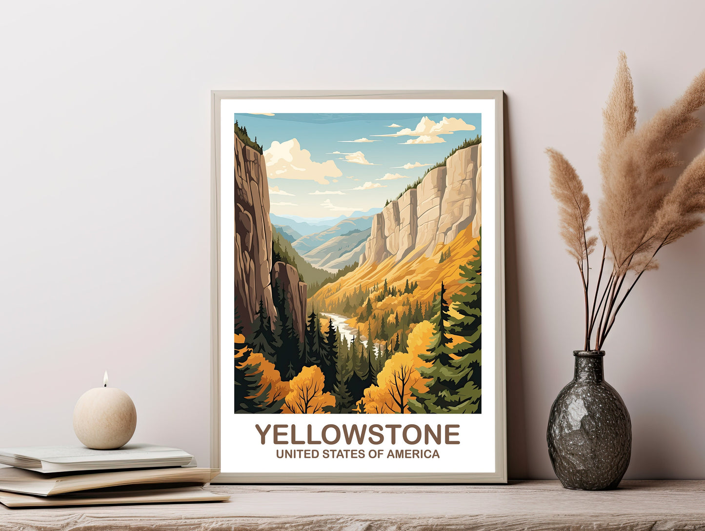 Yellowstone National Park Travel Print, Travel Wall Art, National Park Wall Art, Printable Yellowstone National Park Art | DT2NA_WYYNP1