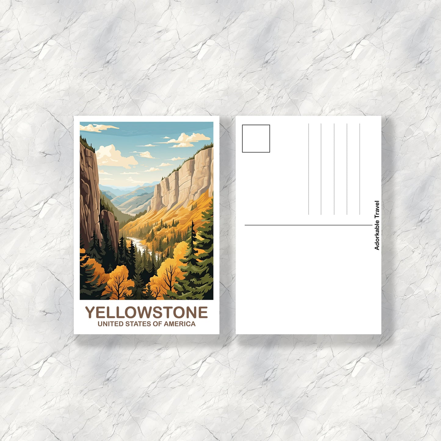 Yellowstone National Park Postcard, Travel Postcard, National Park Postcard, Yellowstone National Park Travel Art | T2NA_WYYNP1_P