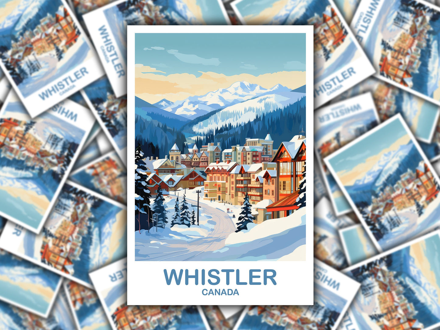 Whistler BC Travel Sticker, British Columbia Sticker, Whistler Travel Sticker, Travel Sticker Art, Whistler Travel Sticker | T2NA_BCWH1_S