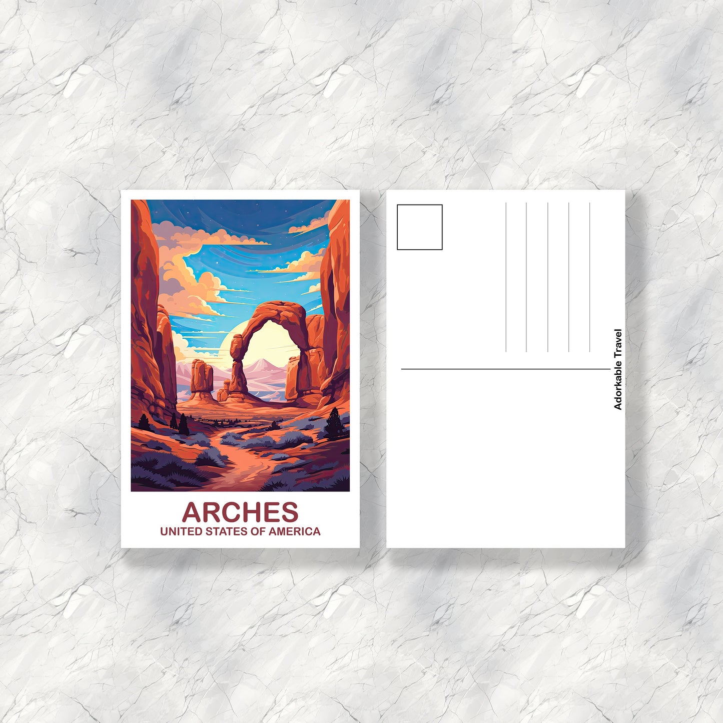 Arches National Park Travel Postcaard, Travel Postcard, National Park Postcard, Arches National Park Travel Art | T2NA_UTANP1_P