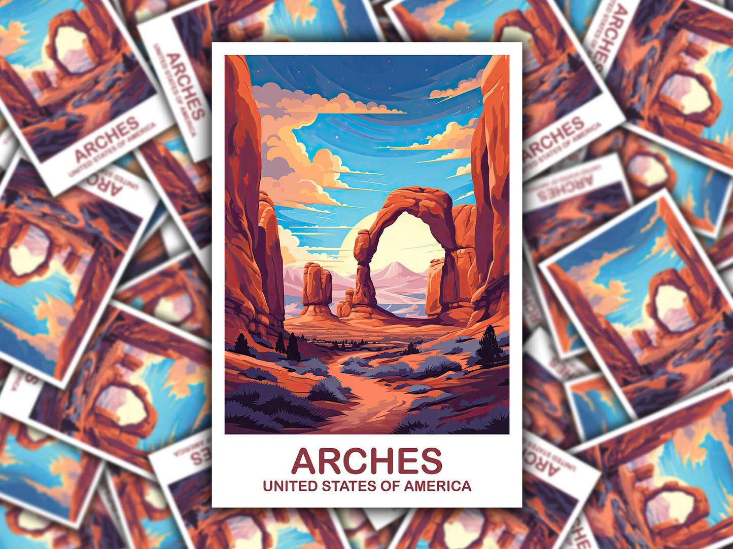 Arches National Park Travel Sticker, Travel Sticker, National Park Sticker, Arches National Park Travel Art | T2NA_UTANP1_S