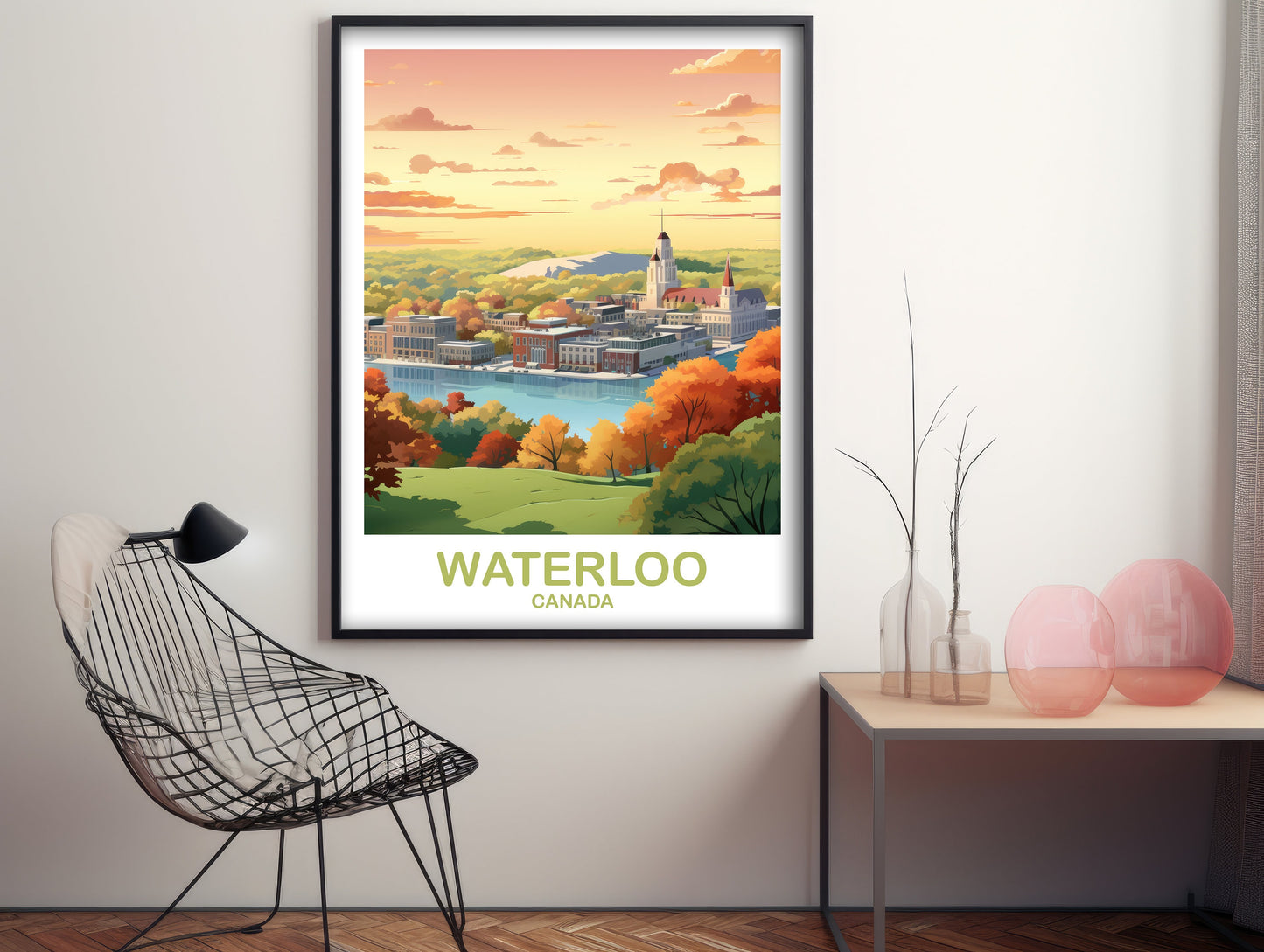Waterloo Ontario Travel Poster Wall Print, Ontario Travel Poster Art, Waterloo Wall Art Poster, City Skyline Wall Art | T2NA_ONWA1
