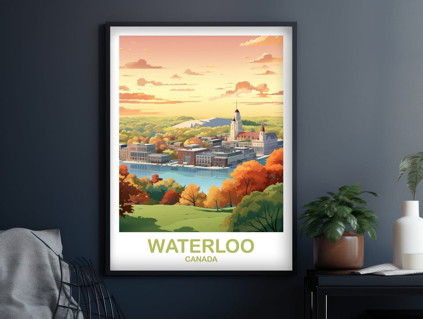 Waterloo Ontario Travel Poster Wall Print, Ontario Travel Poster Art, Waterloo Wall Art Poster, City Skyline Wall Art | T2NA_ONWA1