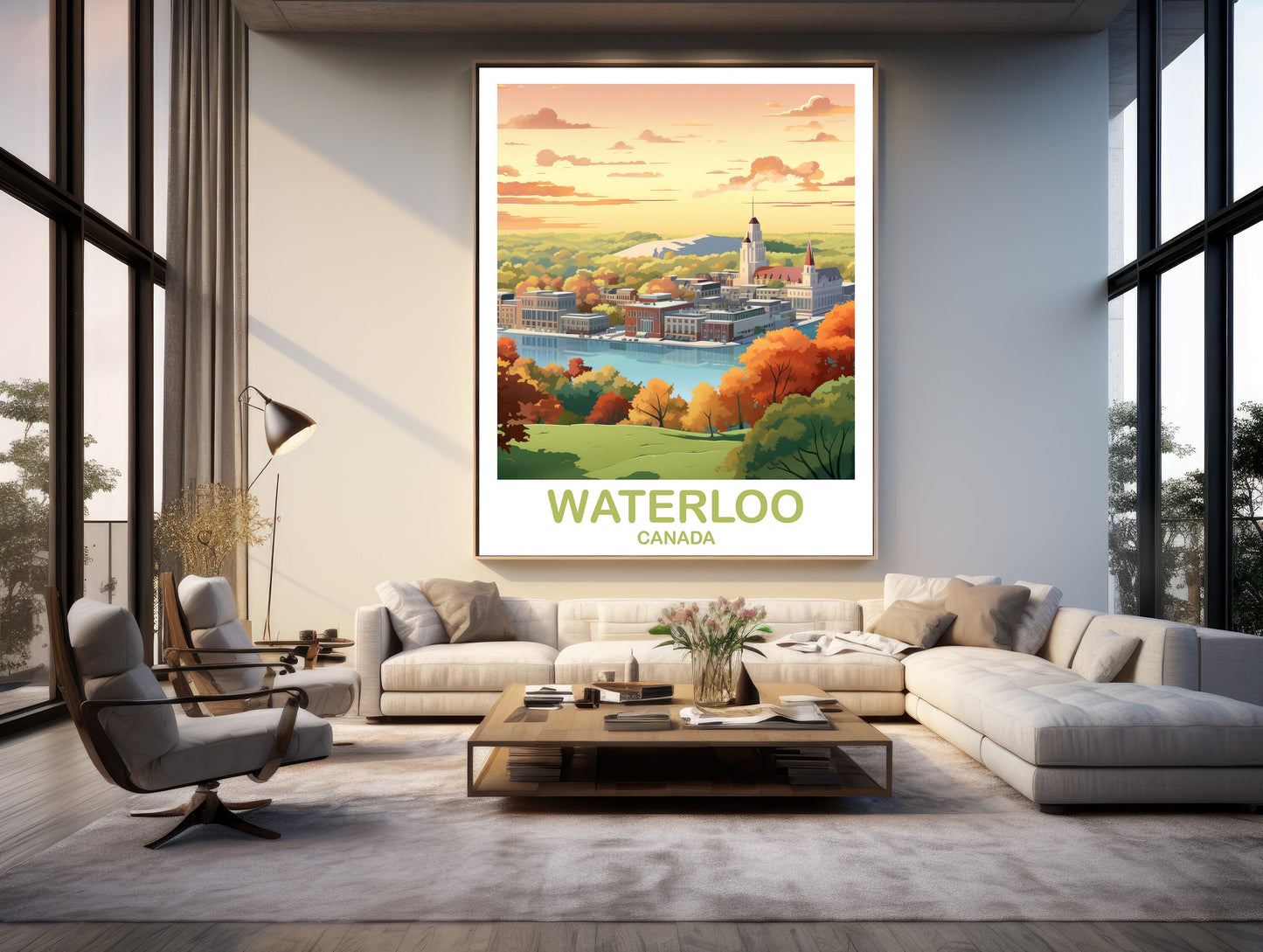 Waterloo Ontario Travel Poster Wall Print, Ontario Travel Poster Art, Waterloo Wall Art Poster, City Skyline Wall Art | T2NA_ONWA1
