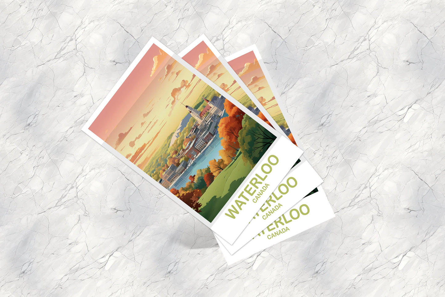 Waterloo Travel Postcard Art, Waterloo Ontario Travel Postcard, Waterloo Postcard, City Skyline, Travel Postcard | T2NA_ONWA1_P