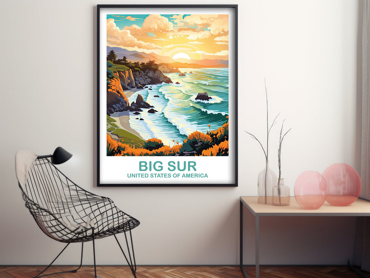 Big Sur Travel Print, California Travel Wall Art, Big Sur Wall Art, City Skyline Wall Art, California Wall Art | T2NA_CABS1