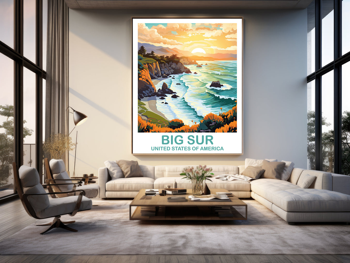 Big Sur Travel Print, California Travel Wall Art, Big Sur Wall Art, City Skyline Wall Art, California Wall Art | T2NA_CABS1