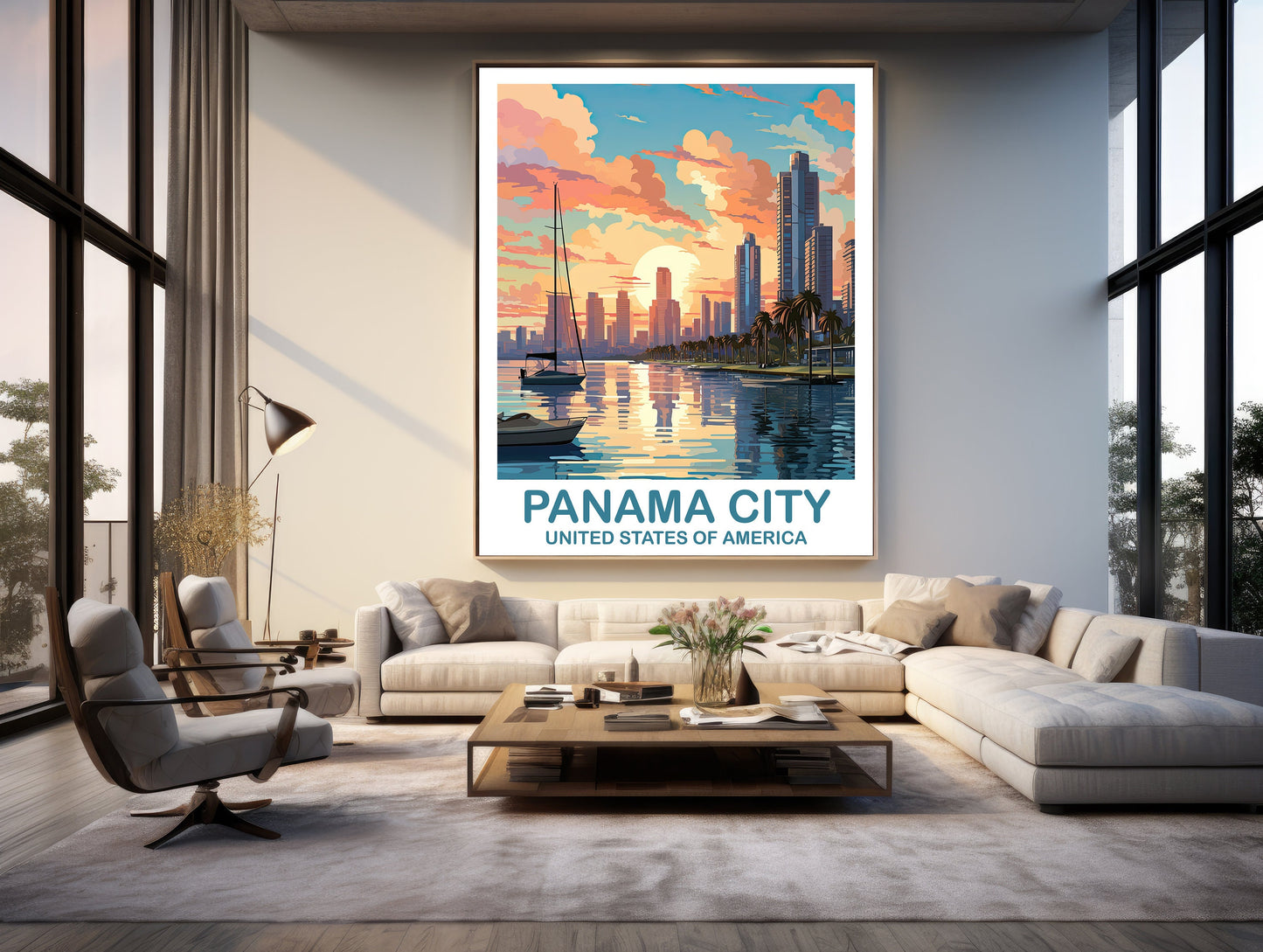 Panama City Travel Print, Panama City Travel Wall Art, Florida Wall Art Poster, City Skyline Wall Art, Florida Wall Art, Travel | T2NA_FLCP1