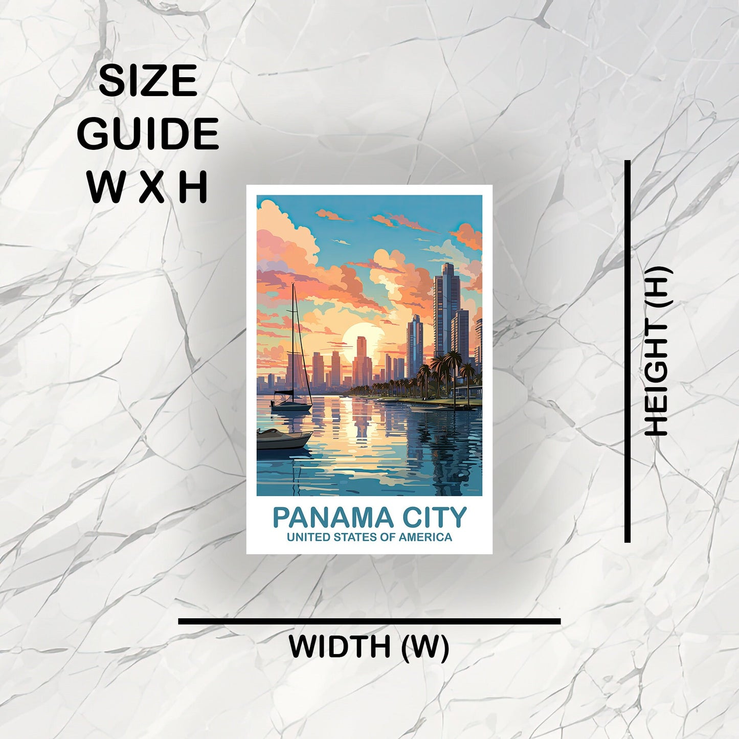 Panama City Travel Sticker, Panama City Travel Art, Florida Art Sticker, City Skyline Sticker Art, Florida, Travel Sticker | T2NA_FLCP1_S