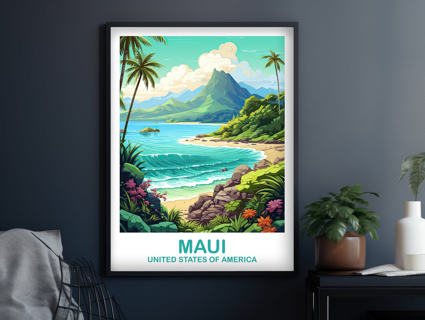 Maui Travel Wall Art, Maui Travel Wall Art, Maui Wall Art Poster, City Skyline Wall Art, USA Travel Wall Art, Hawaii Travel Art | T2NA_HAMA1