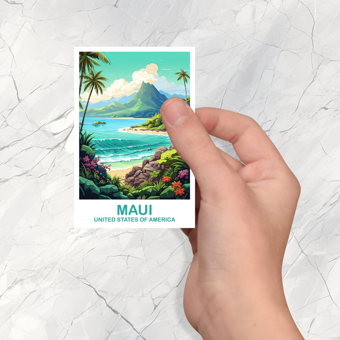Maui Travel Sticker Art, Maui Travel Art, Maui Hawaii Art Sticker Travel Sticker, USA Travel Sticker, Hawaii Travel Sticker | T2NA_HAMA1_S