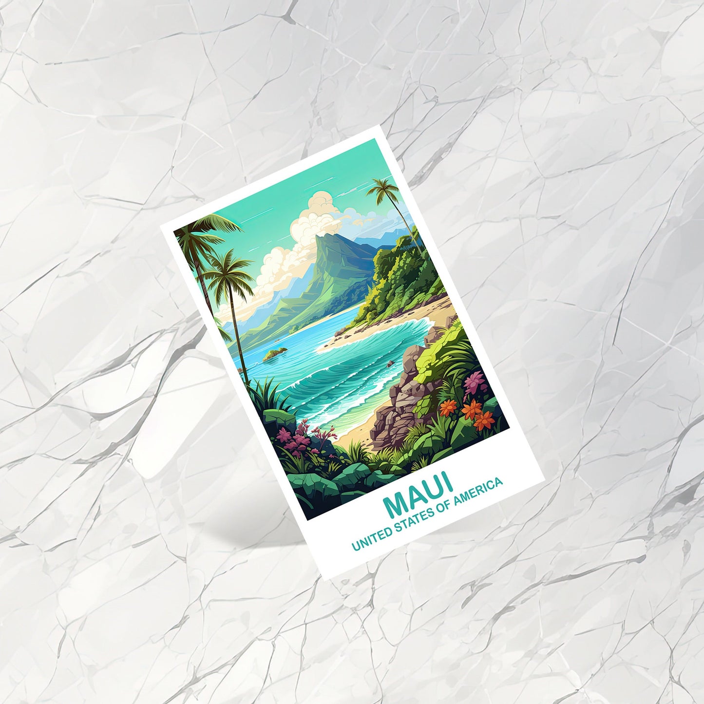 Maui Travel Postcard Art, Maui Hawaii Travel Postcard,, Maui Wall Art Poster, USA Travel Postcard, Hawaii Travel Postcard | T2NA_HAMA1_P