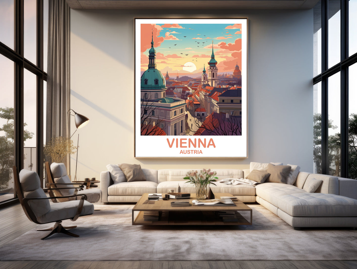 Vienna Travel Wall Art, Austria Travel Art, Vienna Wall Art Poster, Austria Travel Art Poster, City Skyline Sunset Wall Art | T2EU_AUVI1