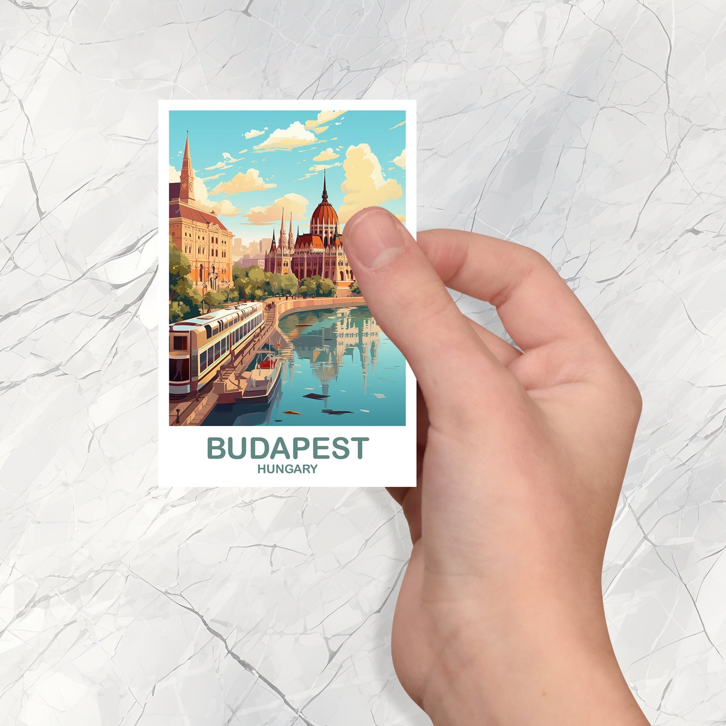 Budapest Travel Sticker Art, Hungary Travel Sticker, Budapest Sticker, City Skyline Sunset Sticker, Travel Sticker | T2EU_HUBU1_S