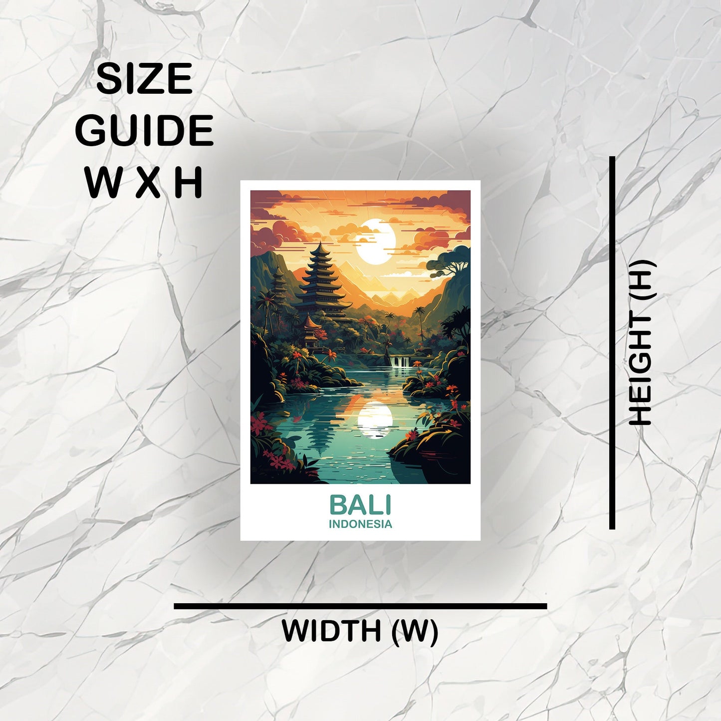 Bali Travel Sticker Art, Bali Skyline, Bali Indonesia Sticker Art, City Skyline, Luggage Sticker, Travel Sticker | T2AS_INDBA1_S