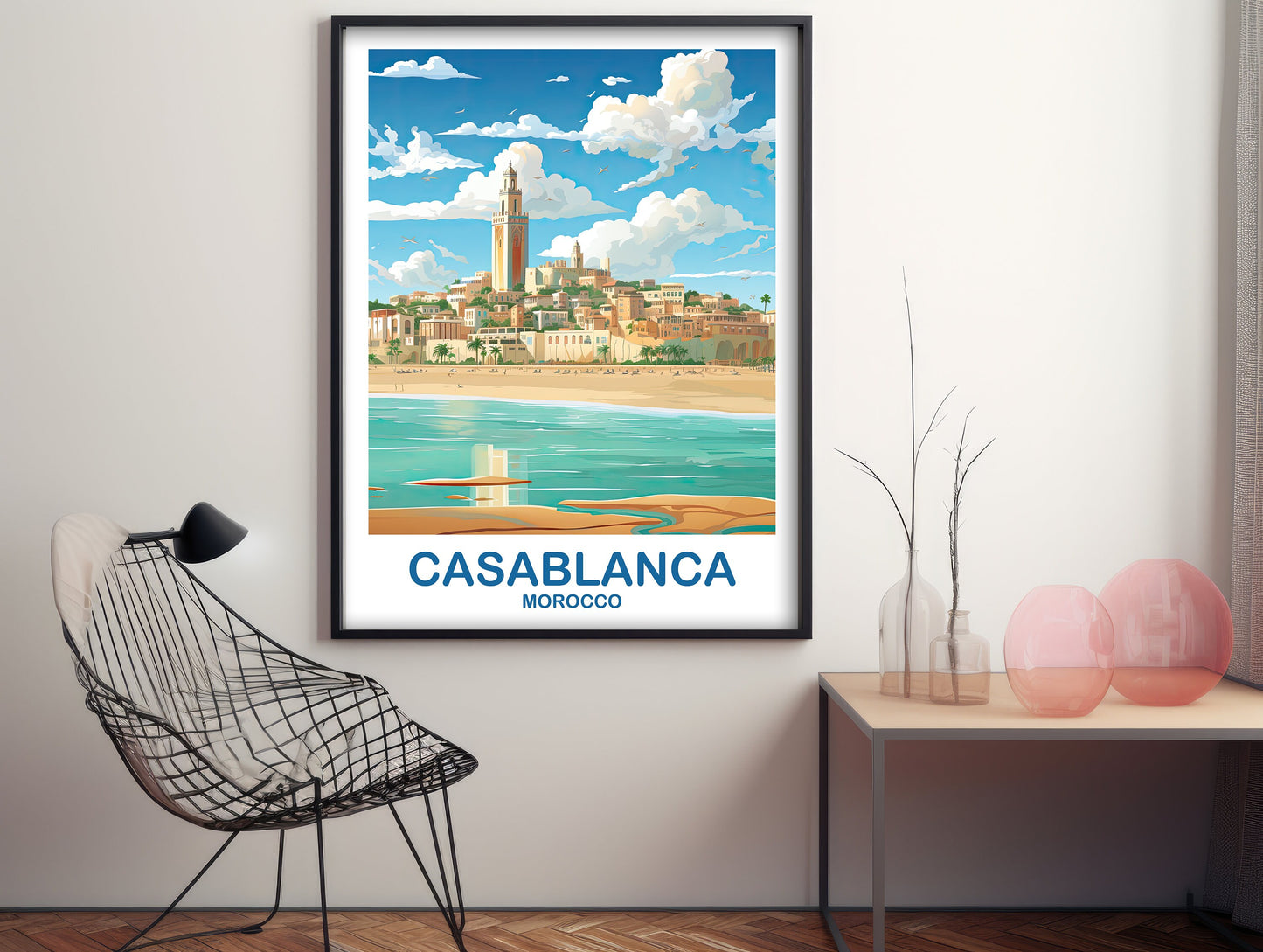 Casablanca Travel Wall Art, Morocco Skyline, City Skyline Wall Art, Travel Wall Art, Africa Travel Art Casablanca Morocco Art | T2AF_MOCA1