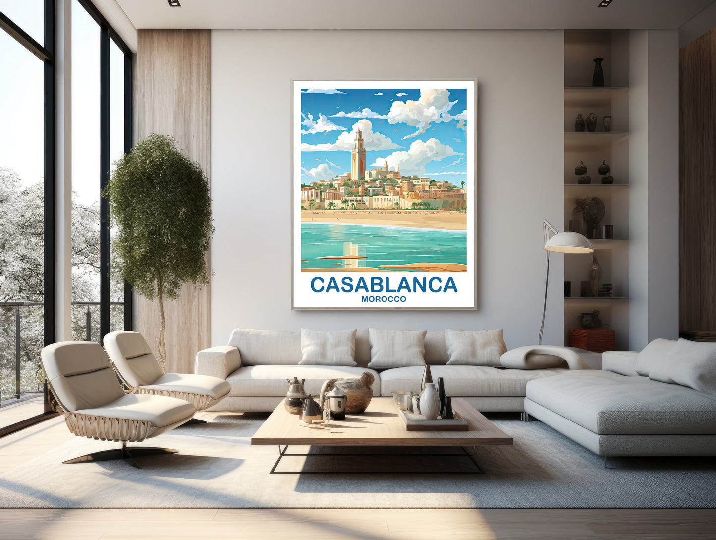 Casablanca Travel Wall Art, Morocco Skyline, City Skyline Wall Art, Travel Wall Art, Africa Travel Art Casablanca Morocco Art | T2AF_MOCA1