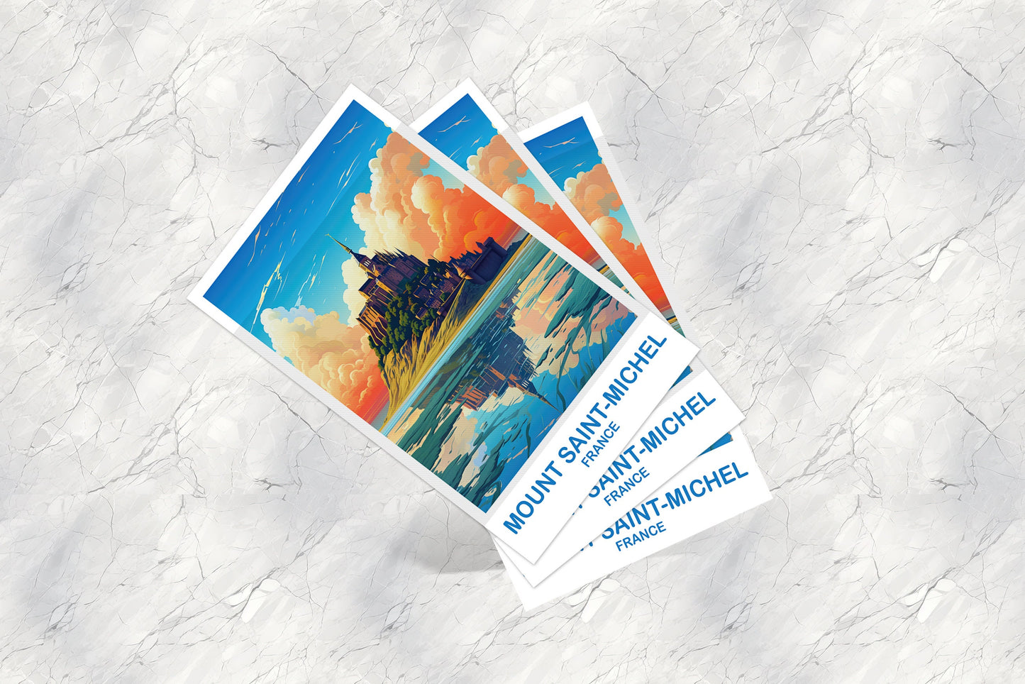 Mont Saint-Michel Travel Postcard, France Postcard, Mont Saint-Michel France Postcard Art, Skyline Sunset, Travel Postcard | T2EU_FRMSM1_P