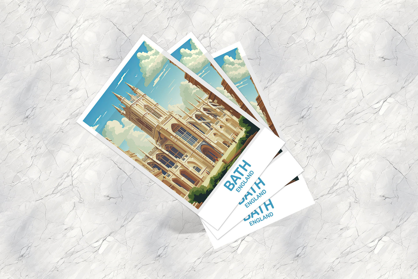 Bath England Travel Postcard Art, Bath Travel Art, Bath Postcard, England Travel Postcard Art, Travel Postcard | T2EU_ENBA1_P
