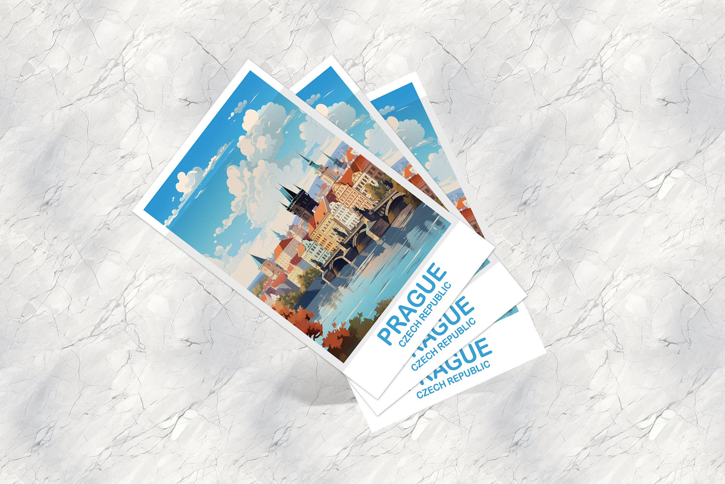 Prague Travel Postcard Art, Prague Postcard, Prague Czech Republic Postcard, Czech Republic Art, Travel Postcard | T2EU_CRPR1_P