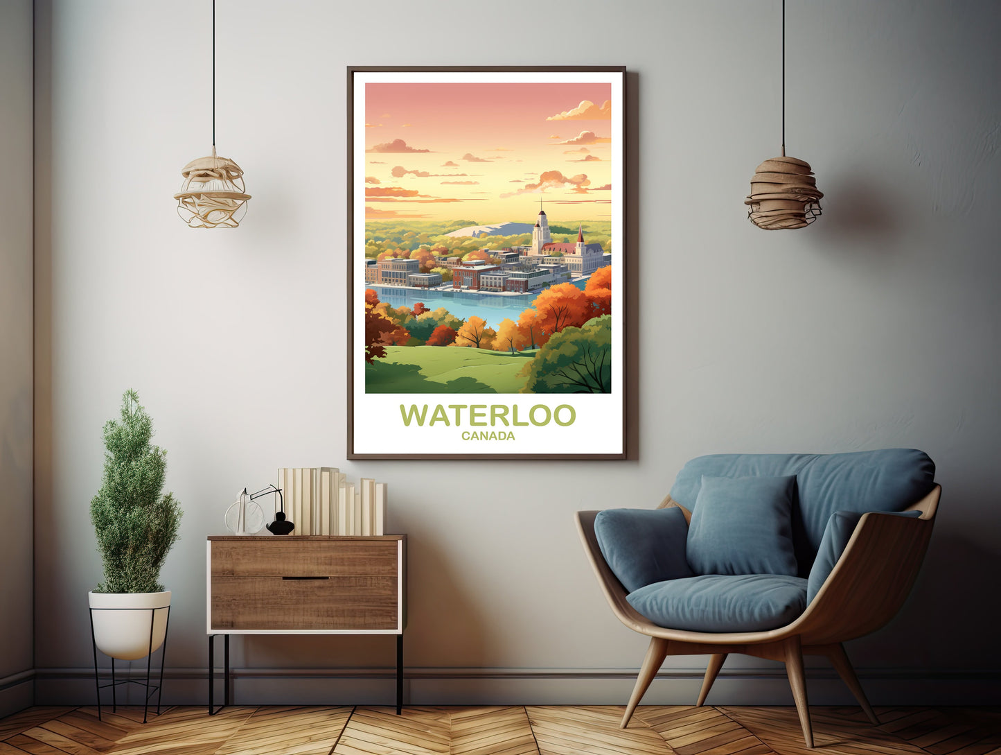 Waterloo Travel Wall Print, Ontario Travel Poster Art, Digital Waterloo Wall Art Poster, Skyline Wall Art, Travel Wall Art | DT2NA_ONWA1