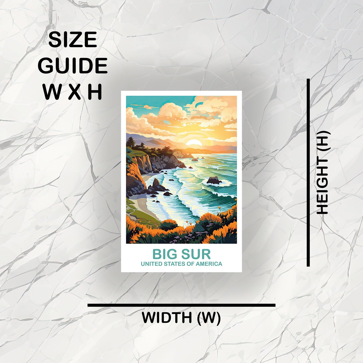 Big Sur Travel Sticker, California Travel Sticker Art, Big Sur Sticker Art, City Skyline Wall Art, California Sticker Art | T2NA_CABS1_S