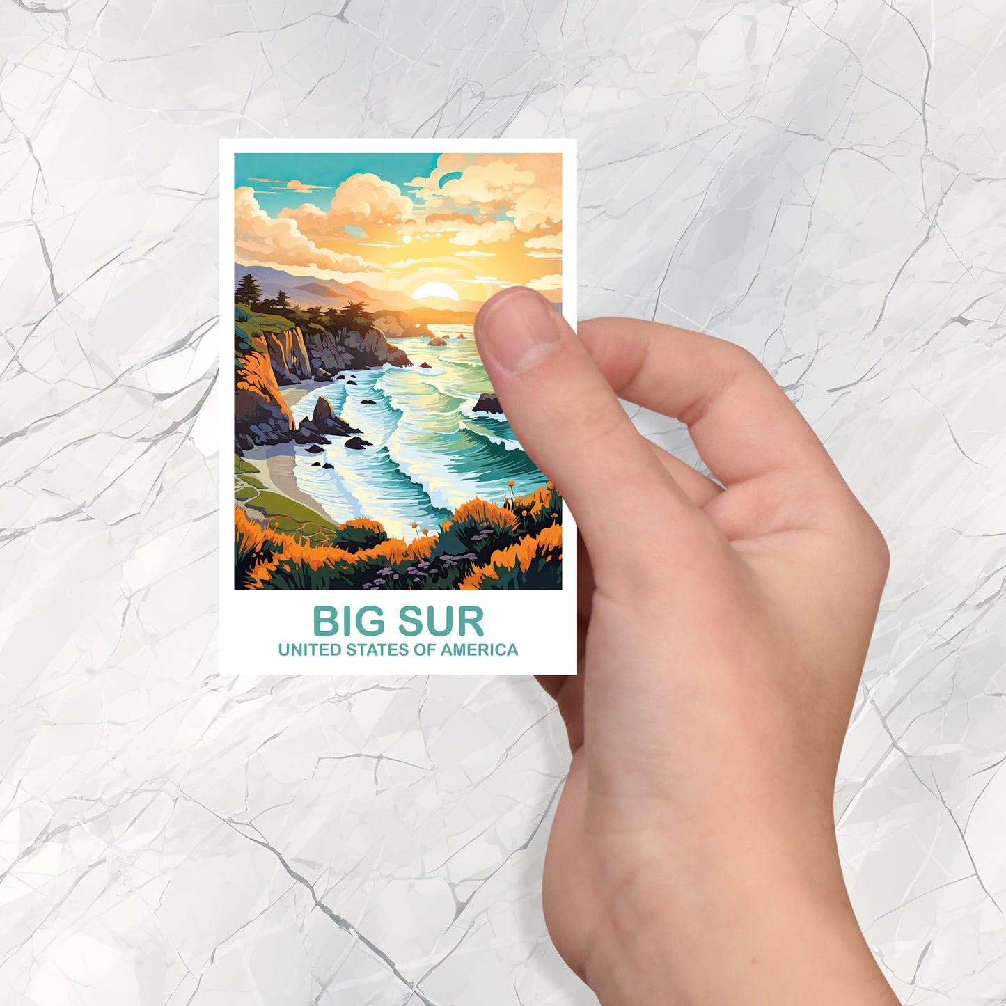 Big Sur Travel Sticker, California Travel Sticker Art, Big Sur Sticker Art, City Skyline Wall Art, California Sticker Art | T2NA_CABS1_S
