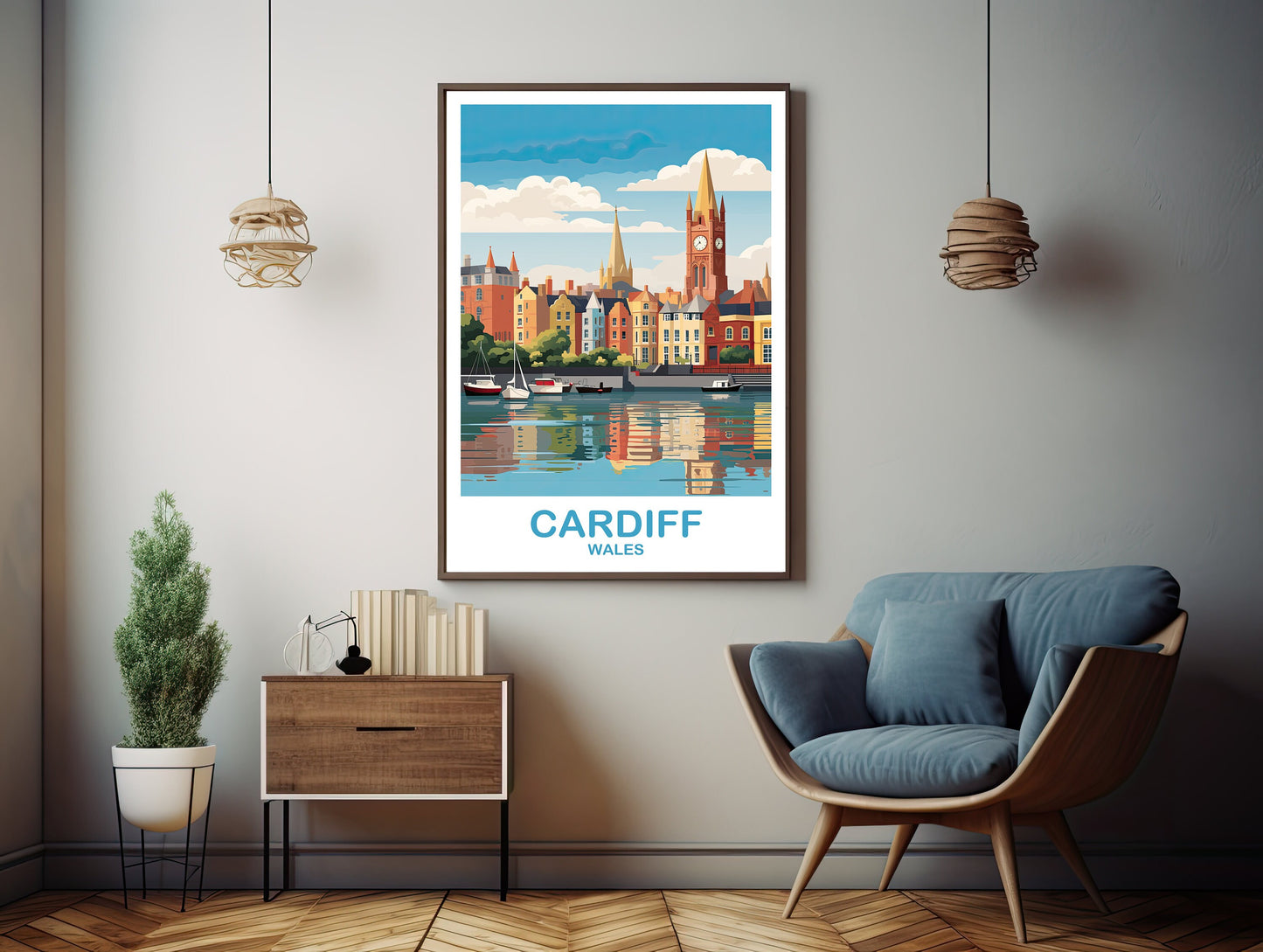Cardiff Travel Art Poster, Wales Travel Art, Cardiff Poster, Cardiff Wales Travel Wall Art, Wales Travel Wall Art | T2EU_WACA1