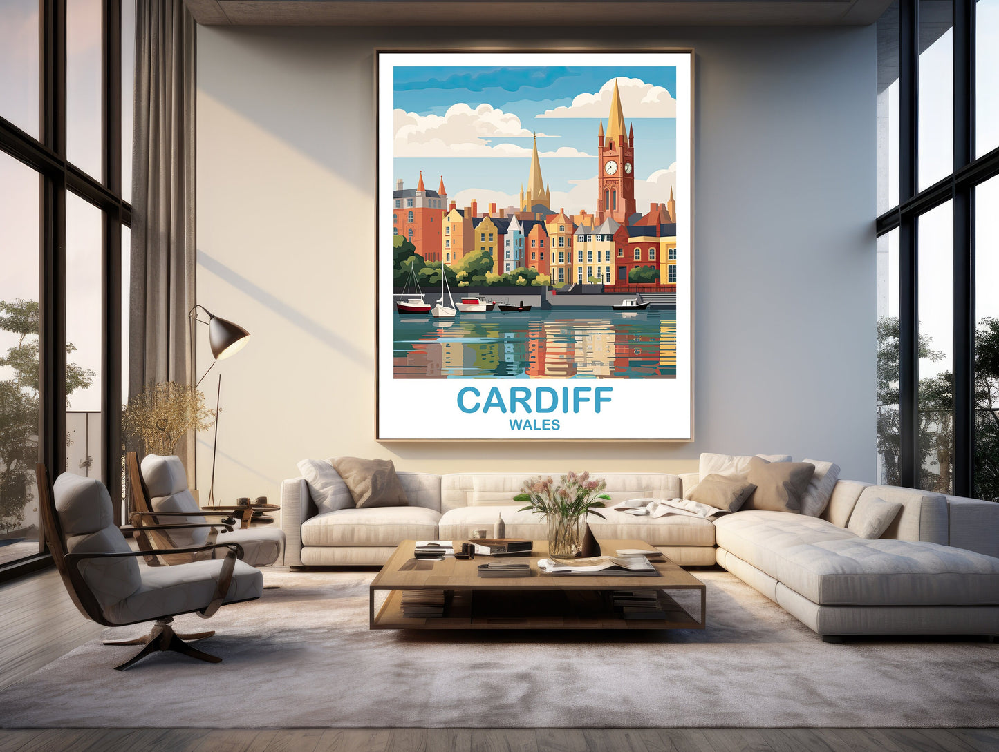 Cardiff Travel Art Poster, Wales Travel Art, Cardiff Poster, Cardiff Wales Travel Wall Art, Wales Travel Wall Art | T2EU_WACA1