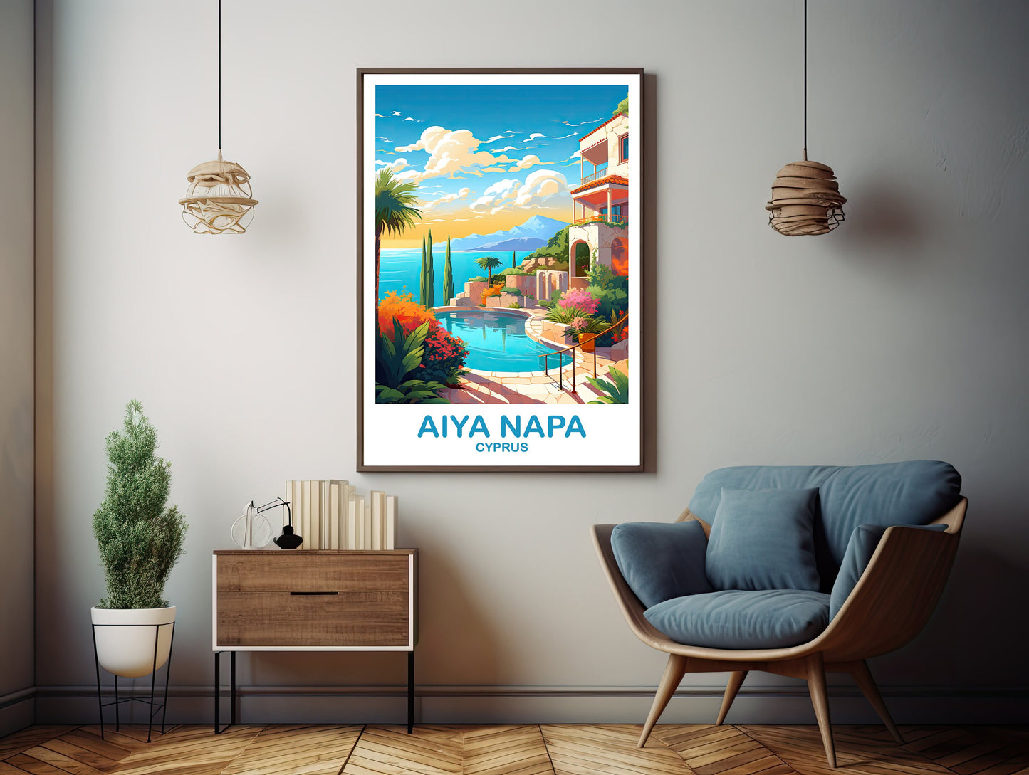 Aiya Napa Travel Art, Cyprus Wall Art, Aiya Napa Cyprus Wall Art Poster, Aiya Napa Poster, Travel Poster | T2EU_CYAN1