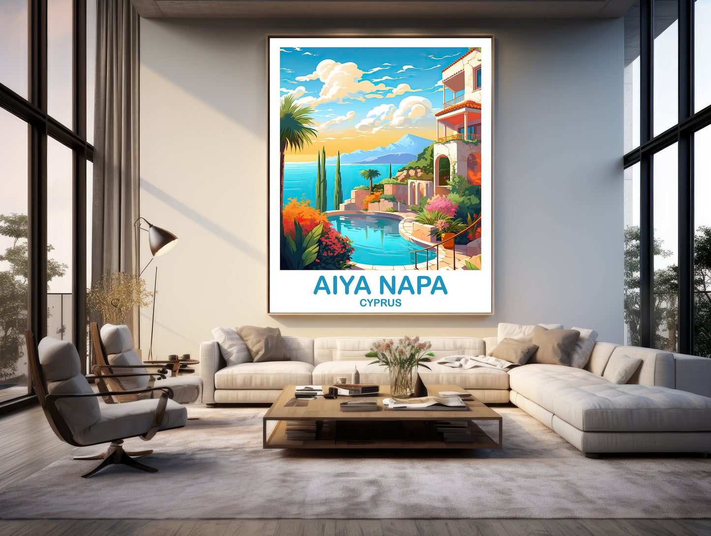 Aiya Napa Travel Art, Cyprus Wall Art, Aiya Napa Cyprus Wall Art Poster, Aiya Napa Poster, Travel Poster | T2EU_CYAN1