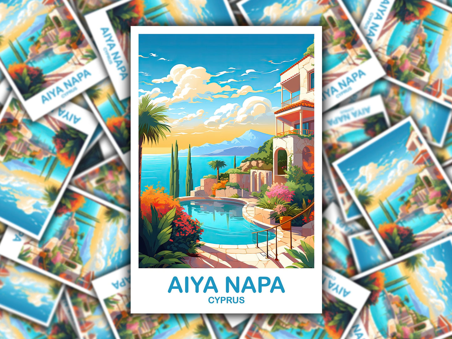 Aiya Napa Travel Sticker, Cyprus Sticker Art, Aiya Napa Cyprus Sticker Art, Aiya Napa Sticker, Travel Sticker | T2EU_CYAN1_S
