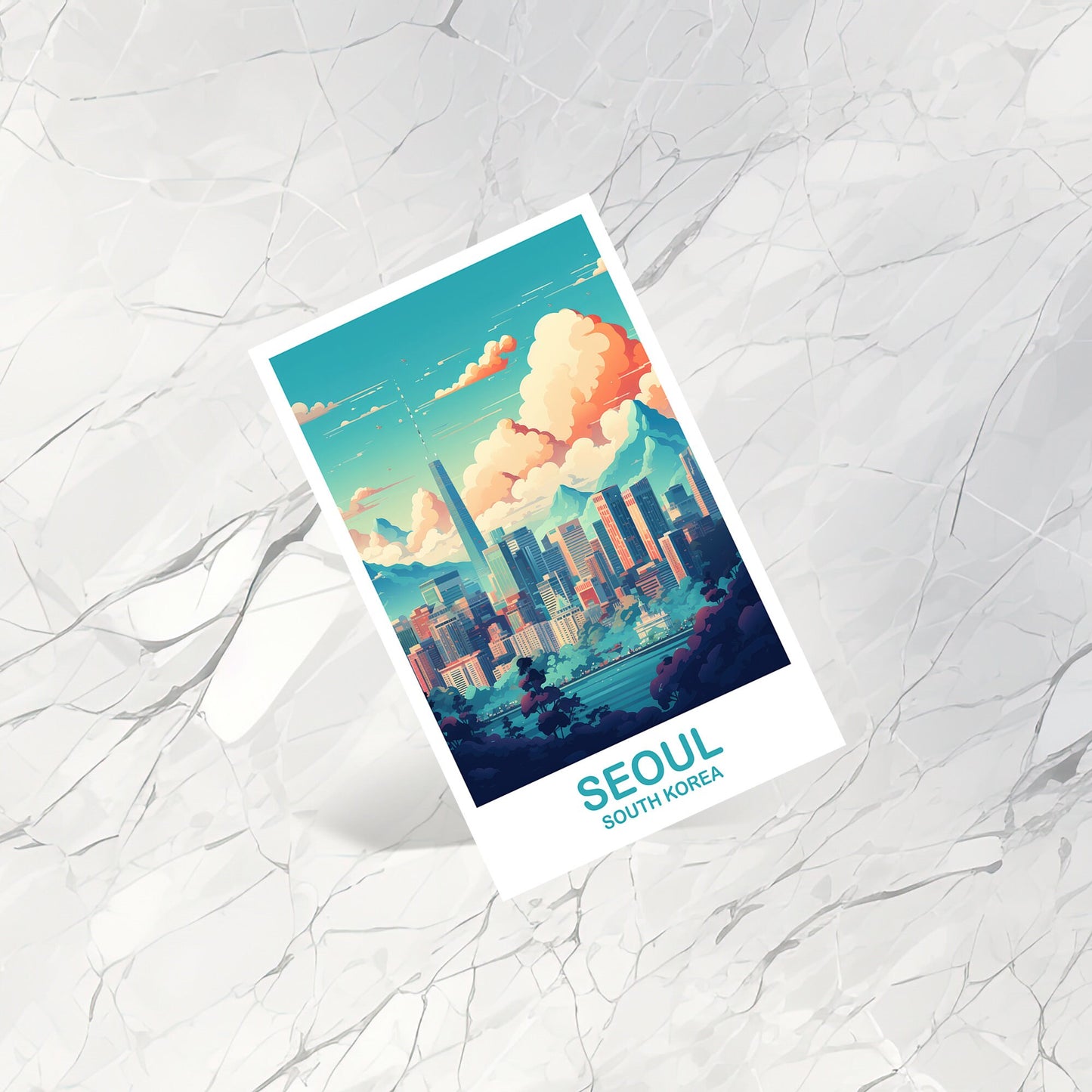 Seoul Korea Travel Postcard, Seoul Skyline, Korea Art Postcard, Seoul Travel Postcard, Travel Postcard, Seoul Postcard | T2AS_SKSE1_P