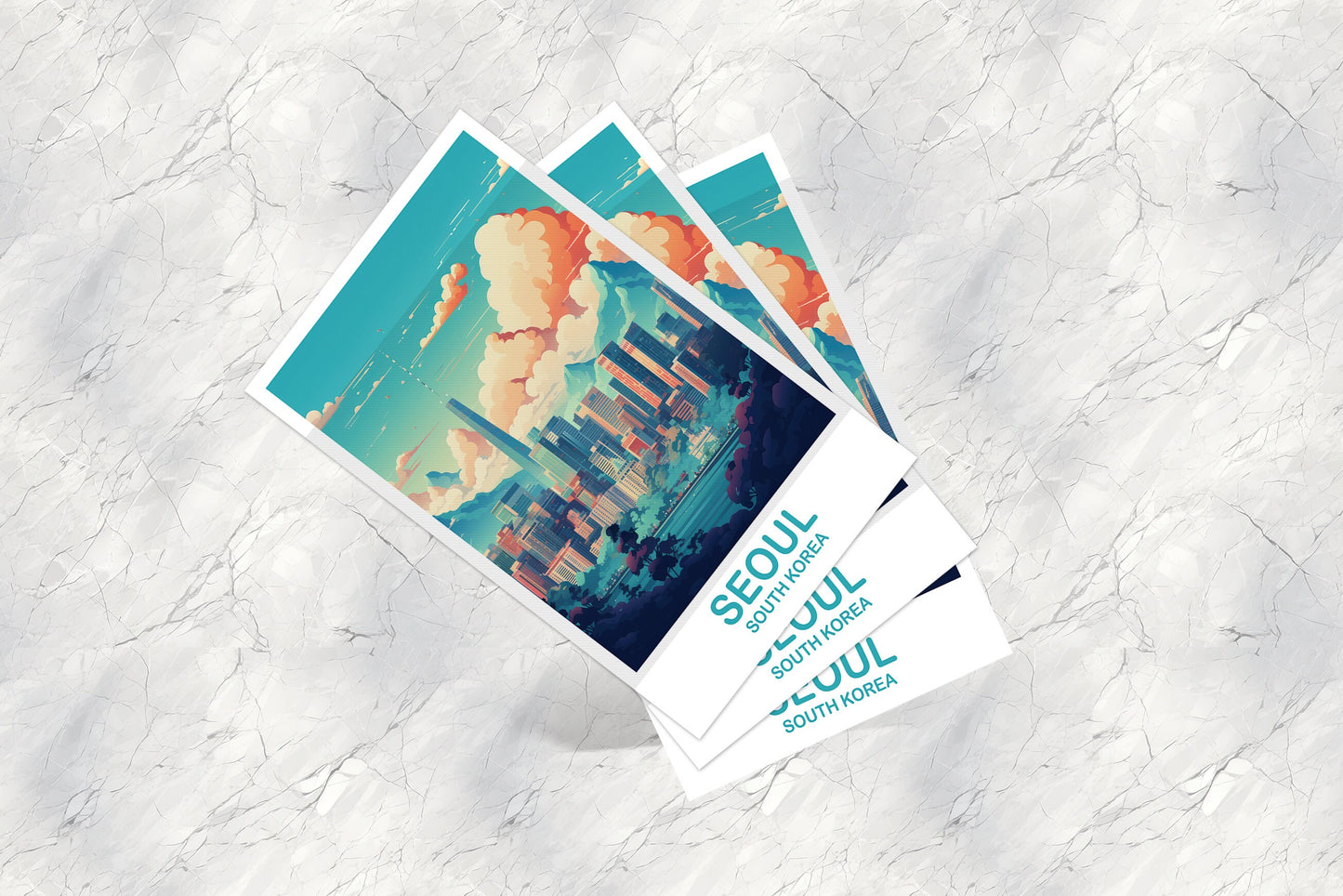 Seoul Korea Travel Postcard, Seoul Skyline, Korea Art Postcard, Seoul Travel Postcard, Travel Postcard, Seoul Postcard | T2AS_SKSE1_P