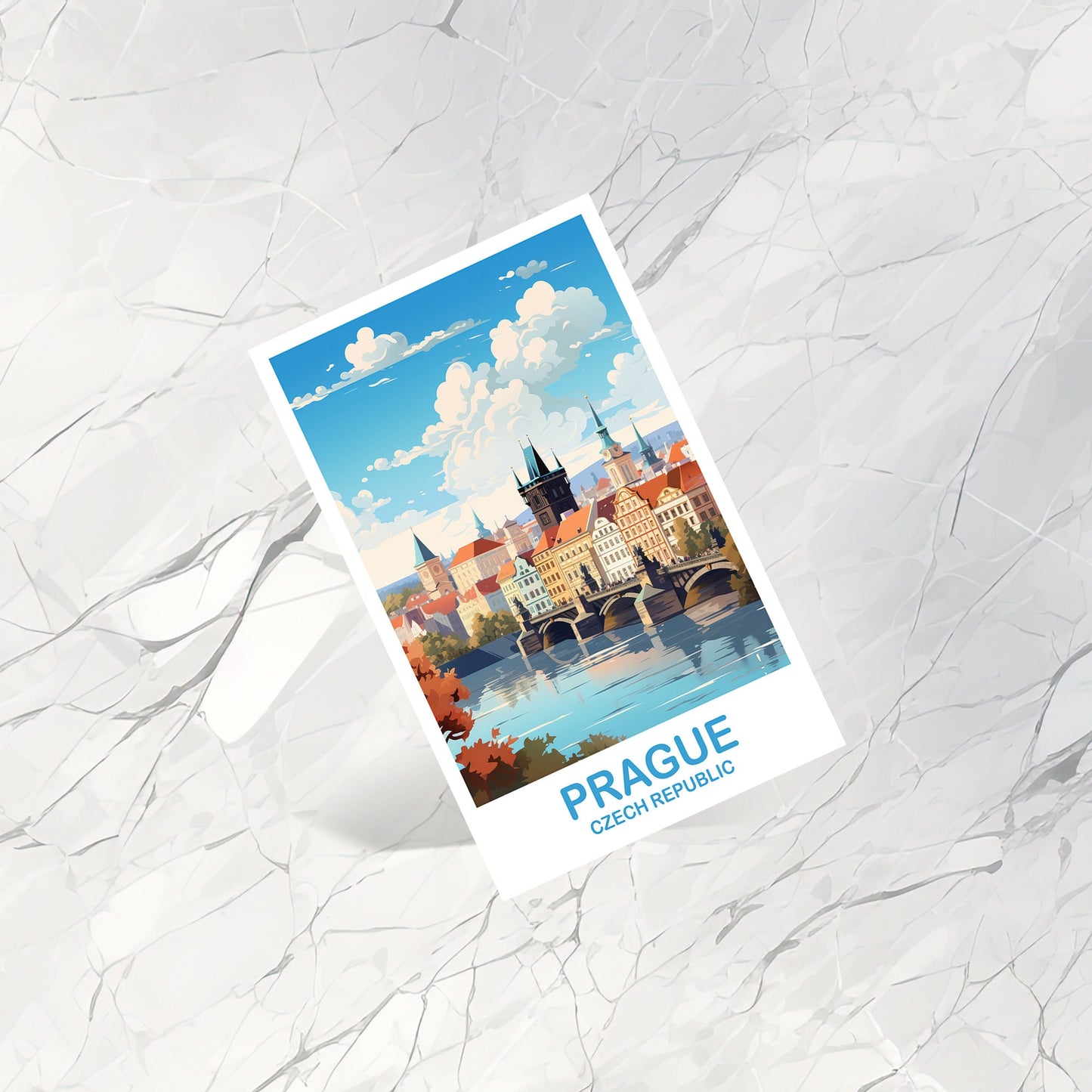 Prague Travel Postcard Art, Prague Postcard, Prague Czech Republic Postcard, Czech Republic Art, Travel Postcard | T2EU_CRPR1_P
