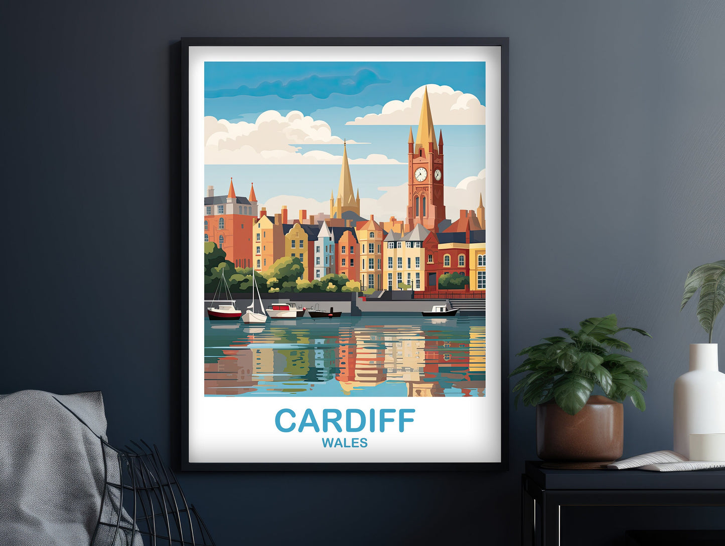 Cardiff Travel Art Poster, Wales Travel Art, Cardiff Poster, Cardiff Wales Travel Wall Art, Wales Travel Wall Art | T2EU_WACA1