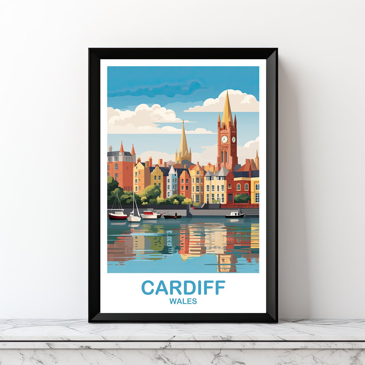 Cardiff Travel Art Poster, Wales Travel Art, Printable Cardiff Poster, Digital Cardiff Wales Travel Wall Art, Travel Art | DT2EU_WACA1