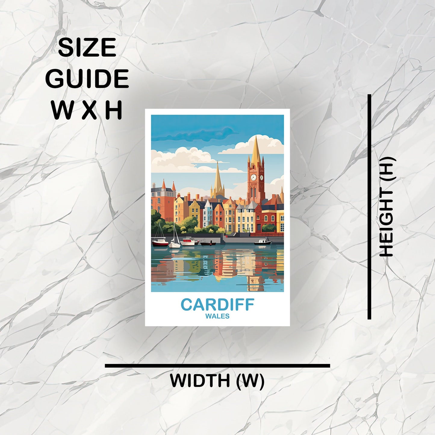 Cardiff Travel Sticker Art, Wales Travel Sticker, Cardiff Sticker, Cardiff Wales Travel Art, Travel Sticker Art | T2EU_WACA1_S