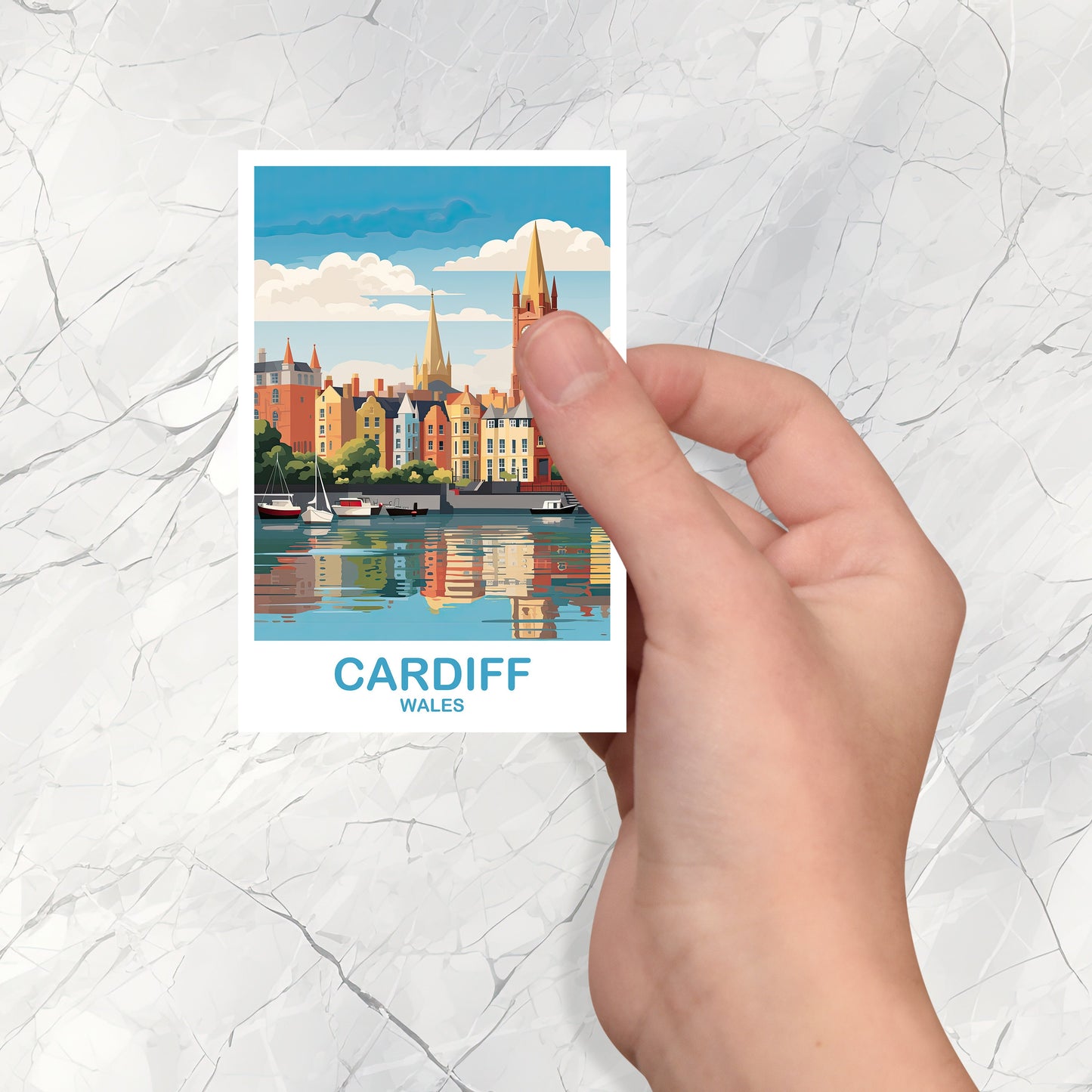 Cardiff Travel Sticker Art, Wales Travel Sticker, Cardiff Sticker, Cardiff Wales Travel Art, Travel Sticker Art | T2EU_WACA1_S