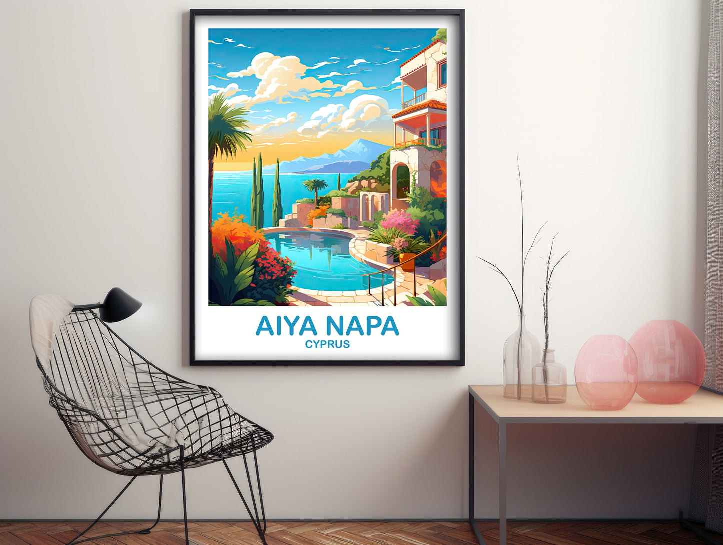 Aiya Napa Travel Art, Cyprus Wall Art, Aiya Napa Cyprus Wall Art Poster, Aiya Napa Poster, Travel Poster | T2EU_CYAN1