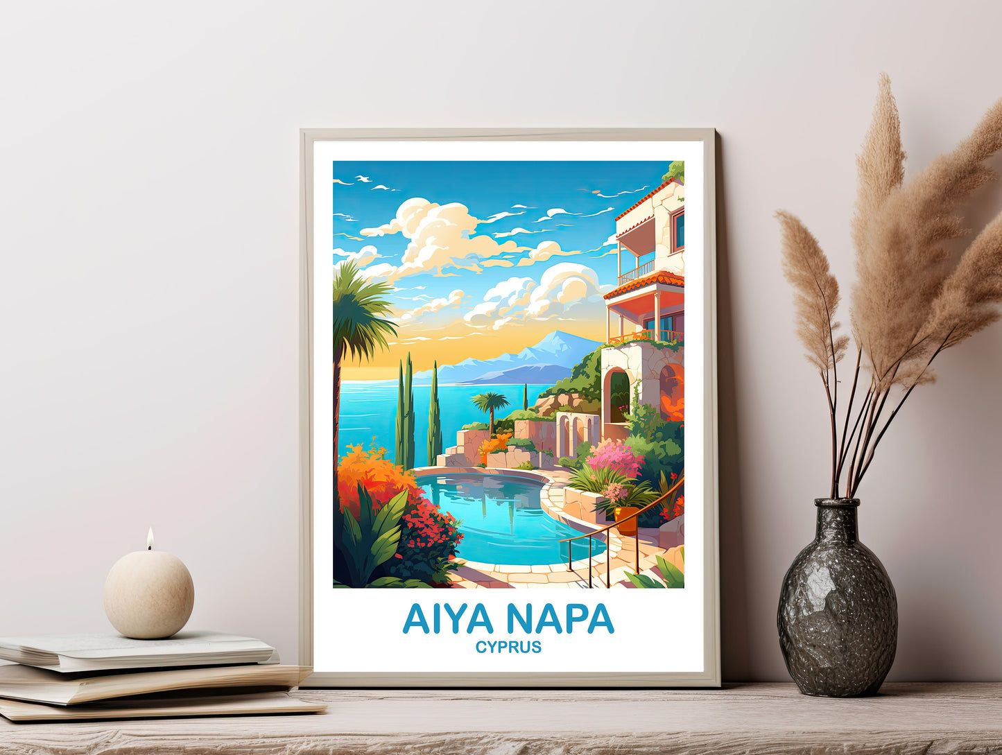 Aiya Napa Travel Art, Printable Cyprus Wall Art, Digital Aiya Napa Cyprus Wall Art, Aiya Napa Print, Digital Travel Art | DT2EU_CYAN1