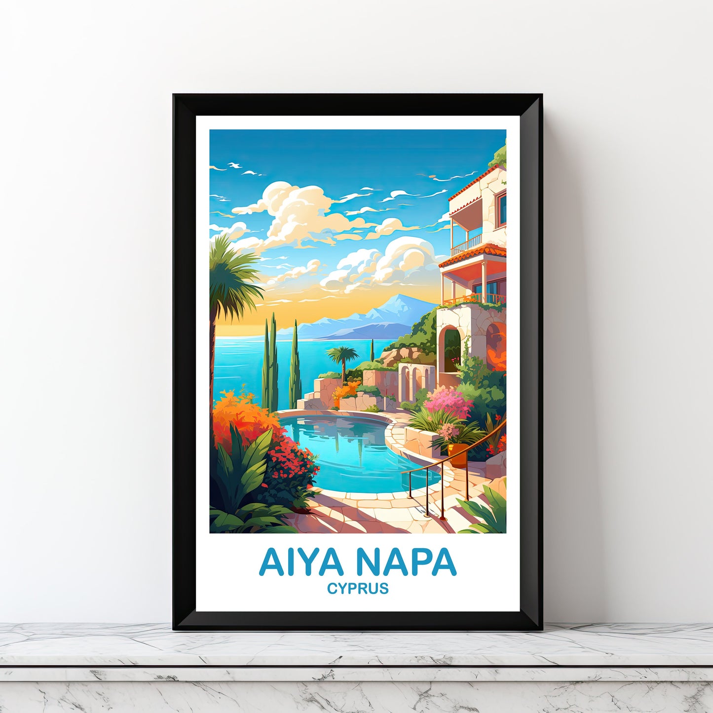 Aiya Napa Travel Art, Printable Cyprus Wall Art, Digital Aiya Napa Cyprus Wall Art, Aiya Napa Print, Digital Travel Art | DT2EU_CYAN1