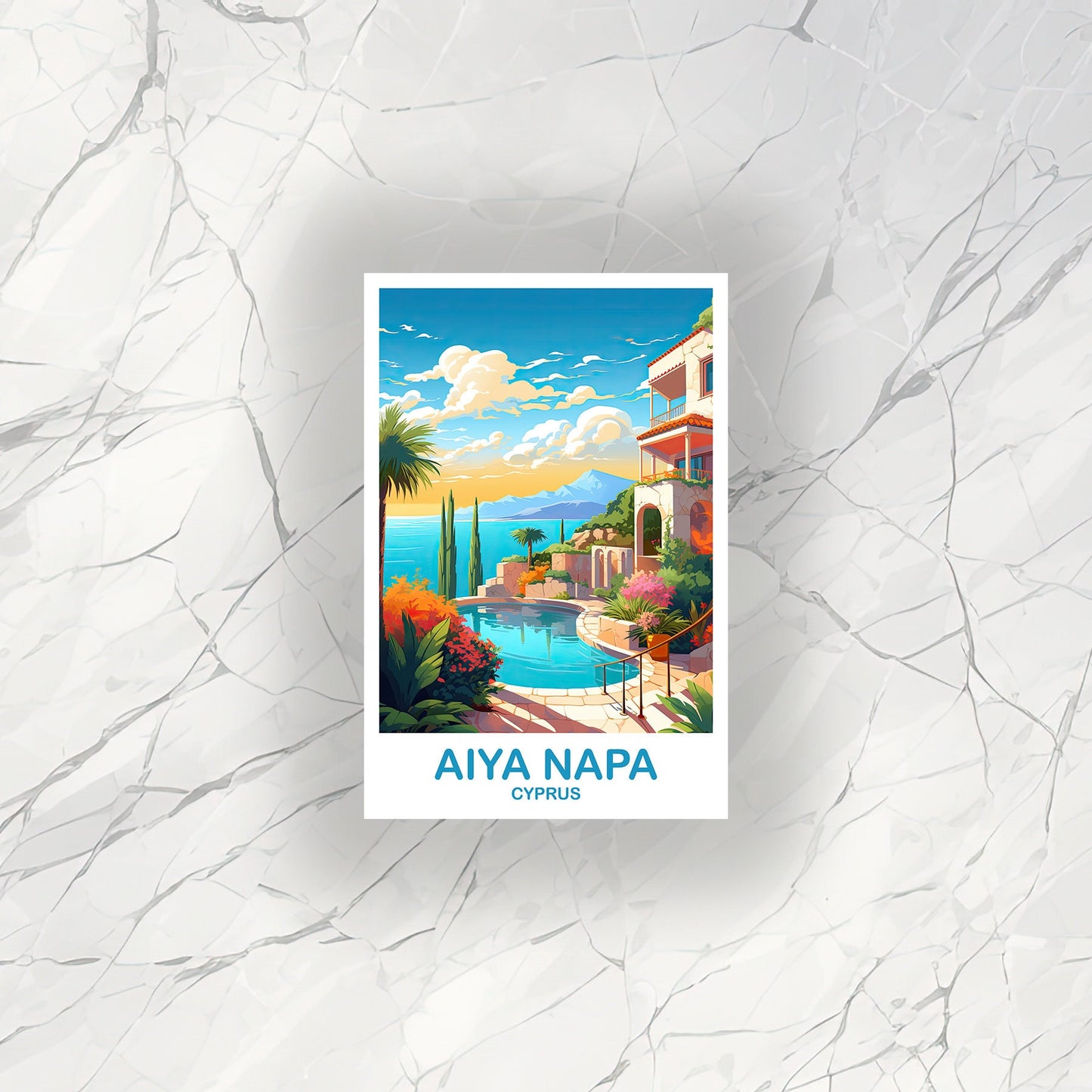 Aiya Napa Travel Sticker, Cyprus Sticker Art, Aiya Napa Cyprus Sticker Art, Aiya Napa Sticker, Travel Sticker | T2EU_CYAN1_S