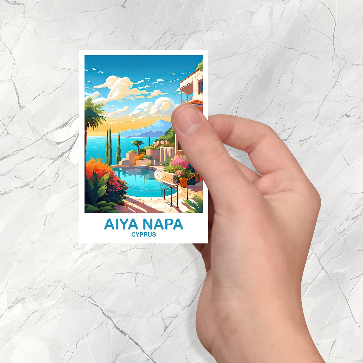 Aiya Napa Travel Sticker, Cyprus Sticker Art, Aiya Napa Cyprus Sticker Art, Aiya Napa Sticker, Travel Sticker | T2EU_CYAN1_S